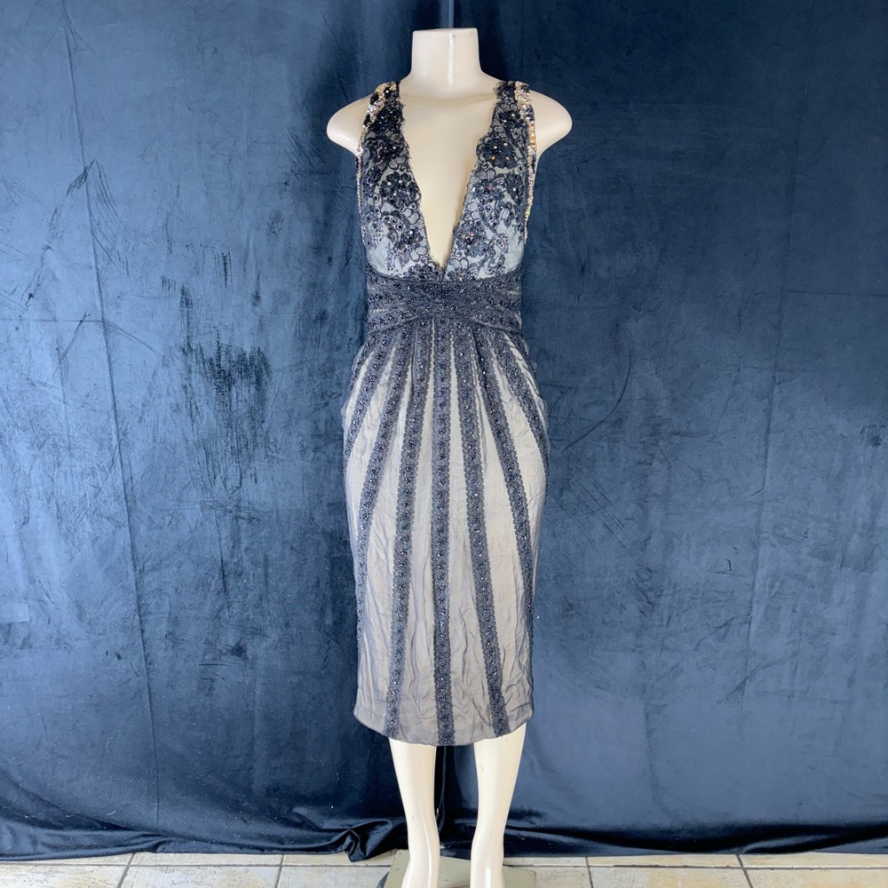 Elegant Black and Gray Mandalay Evening Dress